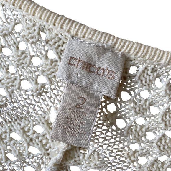 Chico’s Mixed-Stitch Crochet Cardigan | Size 2 | US Size Large 12 - Picture 2 of 13